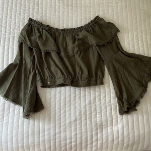 Green off the shoulder top